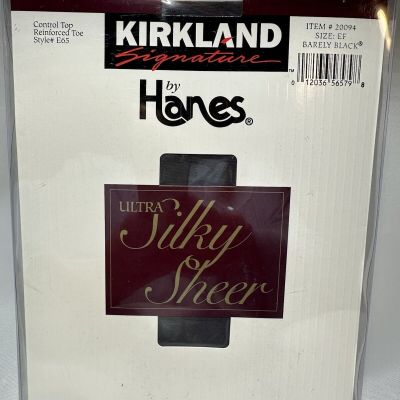 3 Kirkland Signature Hanes Control Top Reinforced Toe Barely Black EF Pantyhose